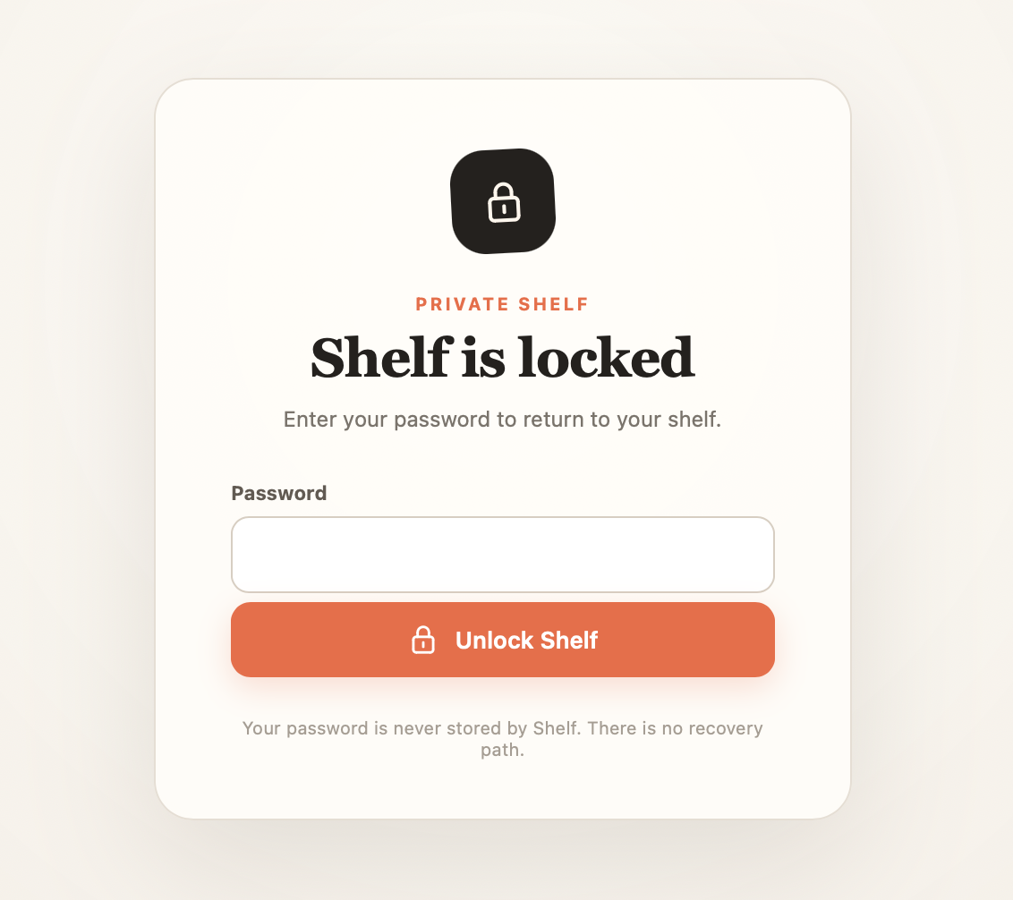 Shelf password lock screen
